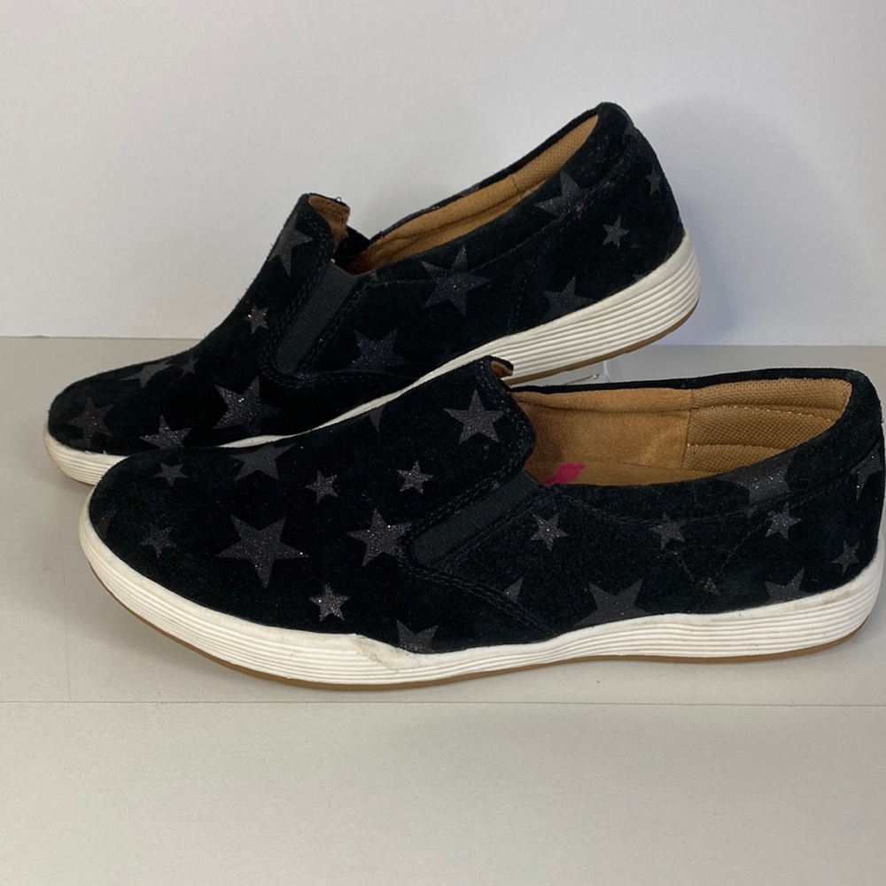 Comfortiva align leather black silver stars slip on loafers 6M